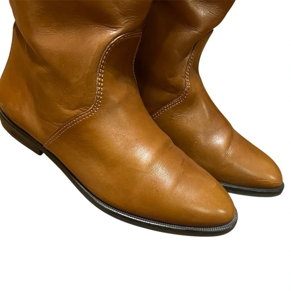 Enzo Angiolini Boots Women’s Sz 5.5 Tall Knee High Flats Pull On Brown